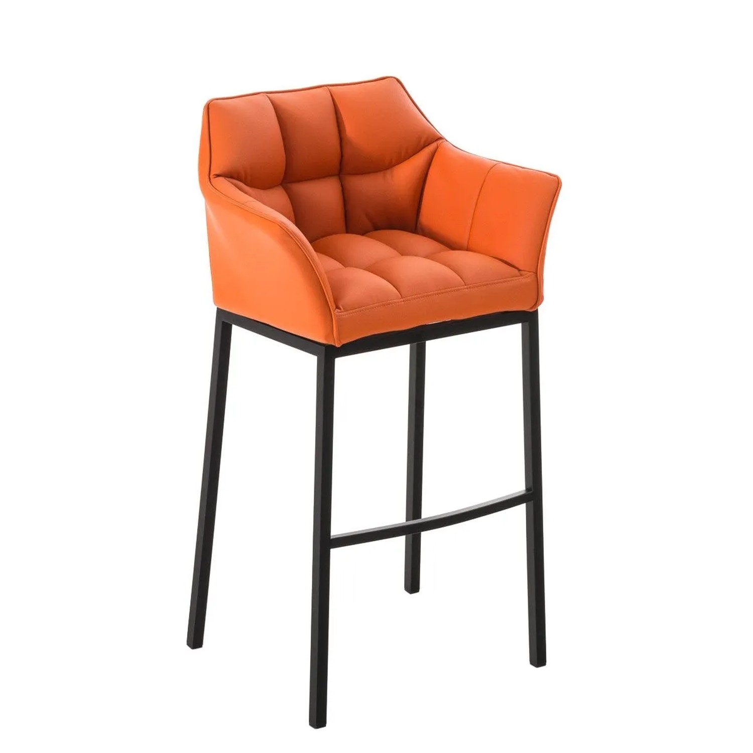 DELUKE Barhocker GIBEL Kunstleder Orange 64x48x110cm Schwarz Barstuhl Mit Lehne Tresenhocker Tresenstuhl