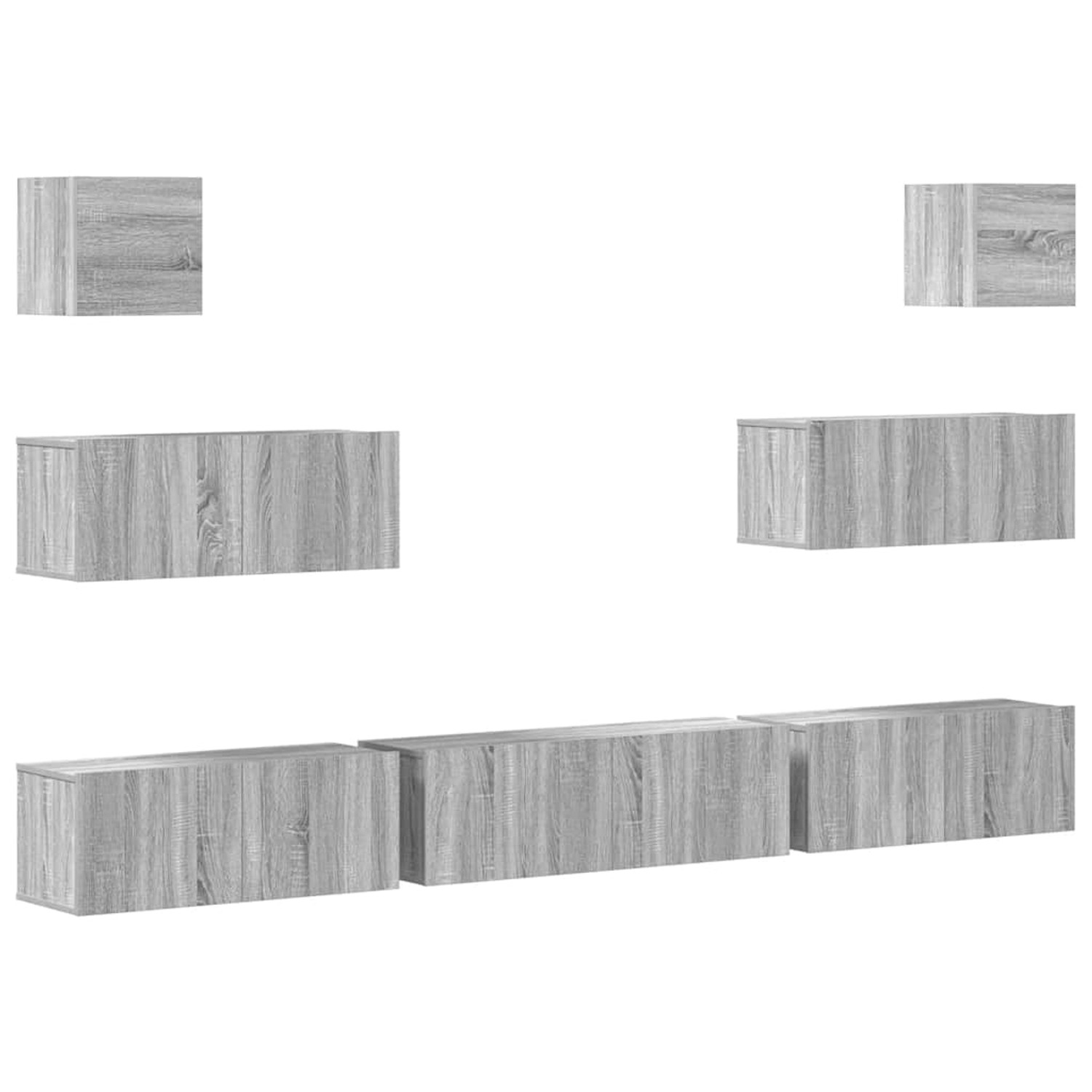 vidaXL 7-Tlg TV-Schrank-Set Grau Sonoma Holzwerkstoff 3114548
