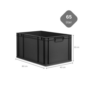 PROREGAL SuperSparSet 5x Eurobox Nextgen Grip Mit Scharnierdeckel Und Schwarzen Verschlüssen HxBxT 32x40x60cm 65 Liter Schwarz Griffe Geschlossen