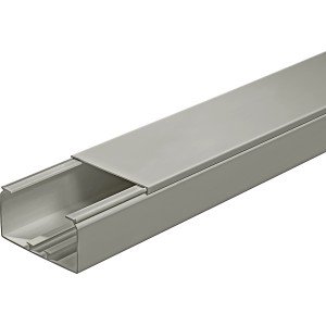 Grauer Kabelkanal, 110x60 mm, 2 m Länge. Ideal zur Kabelverlegung.