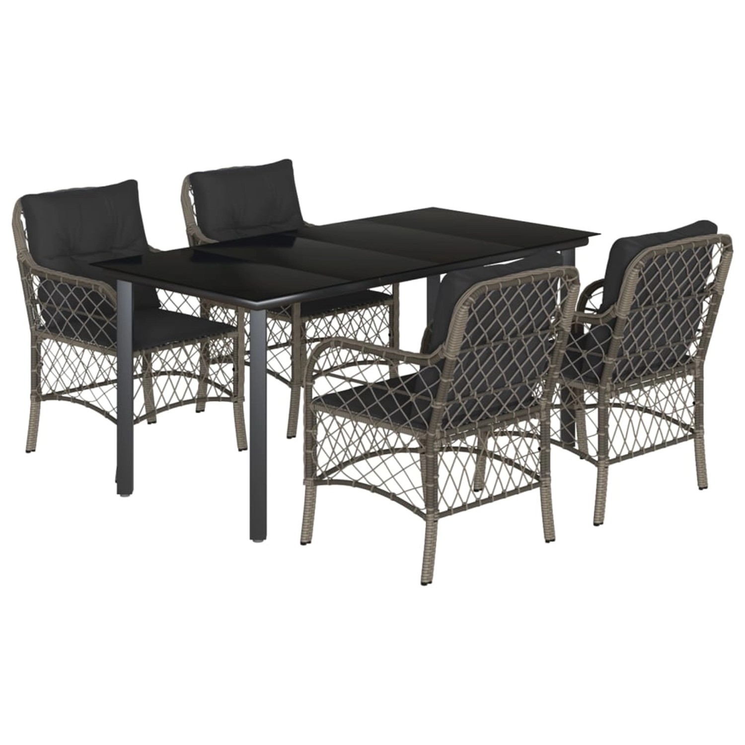 vidaXL 5-Tlg Garten-Essgruppe mit Kissen Grau Poly Rattan 3212134 günstig online kaufen