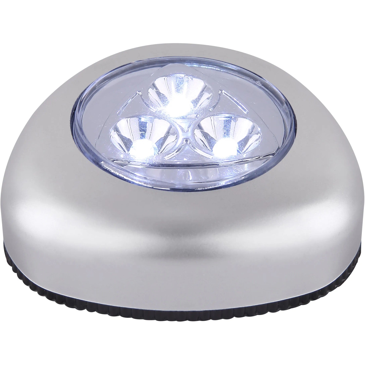 Globo LED-Pushlight Flashlight, silber metallic, mit 3 LEDs, batteriebetrieben.