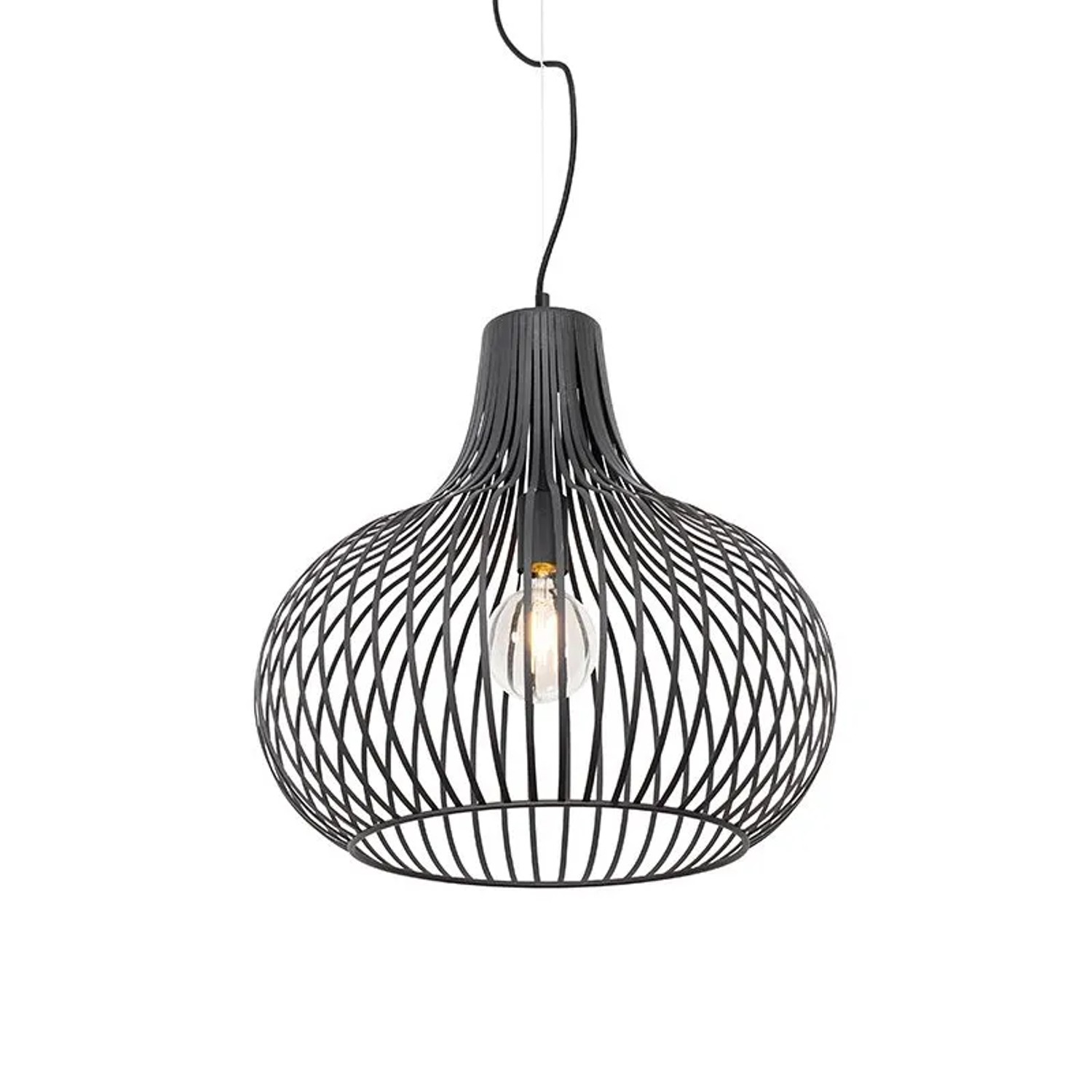 QAZQA Moderne Hängelampe Schwarz 48 cm Sapphira