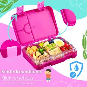 Ecosa EO-8172 Snackbox Brotdose mit 6 Fächern BPA-Frei Pink