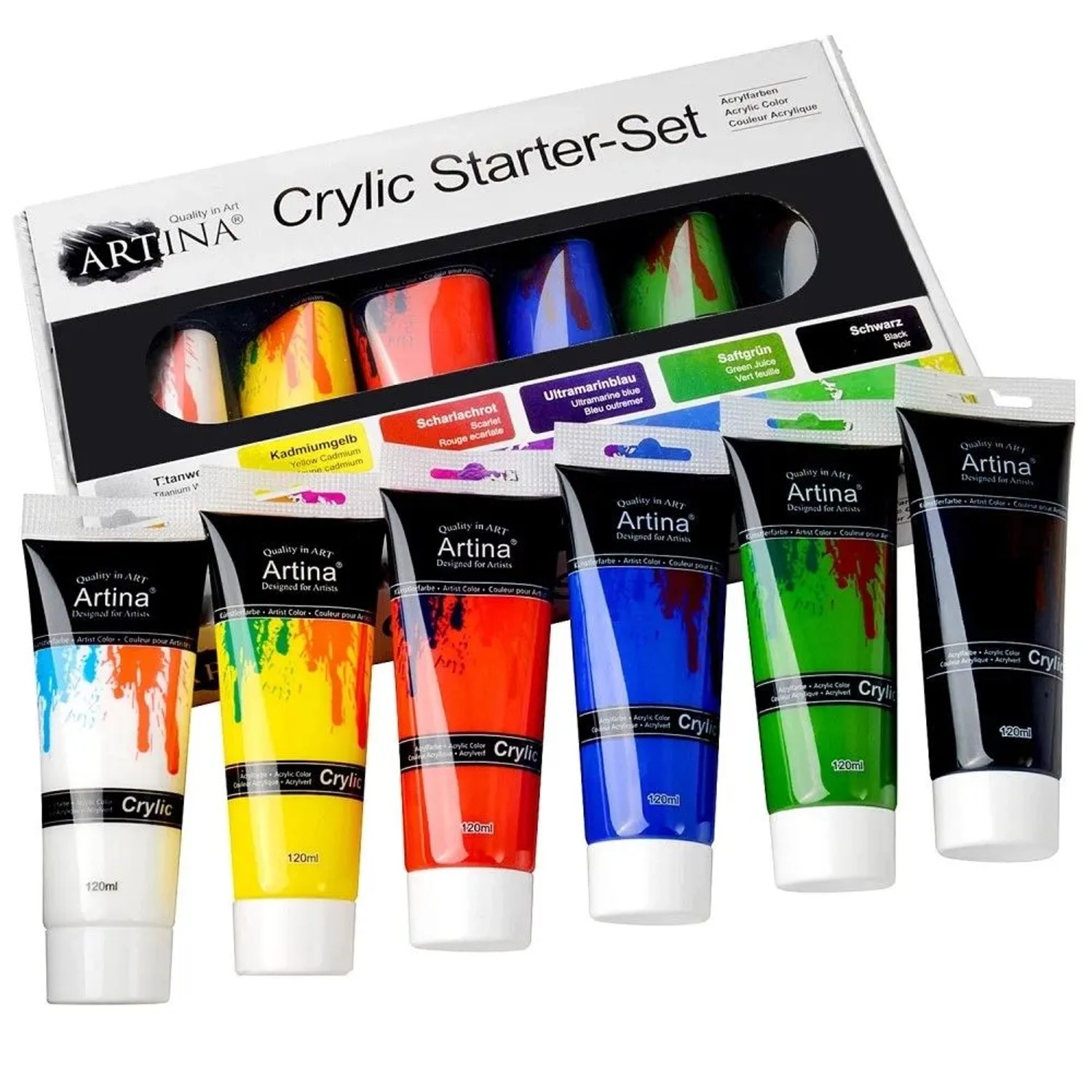 Artina Crylic Acrylfarbe 120ml 6tlg