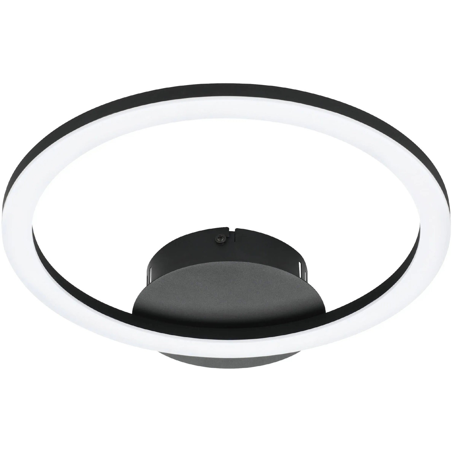 Moderne LED-Deckenleuchte Parrapos-Z von Eglo, 34x30 cm, schwarz-weiß, dimmbar und smart steuerbar.