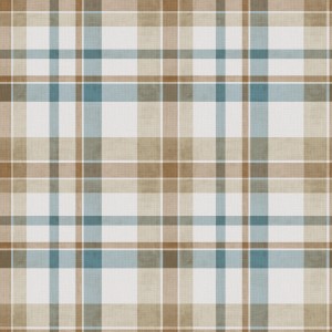 d-c-fix Tischdecke Borneo Blau, rund, mit blau-braunem Karomuster.