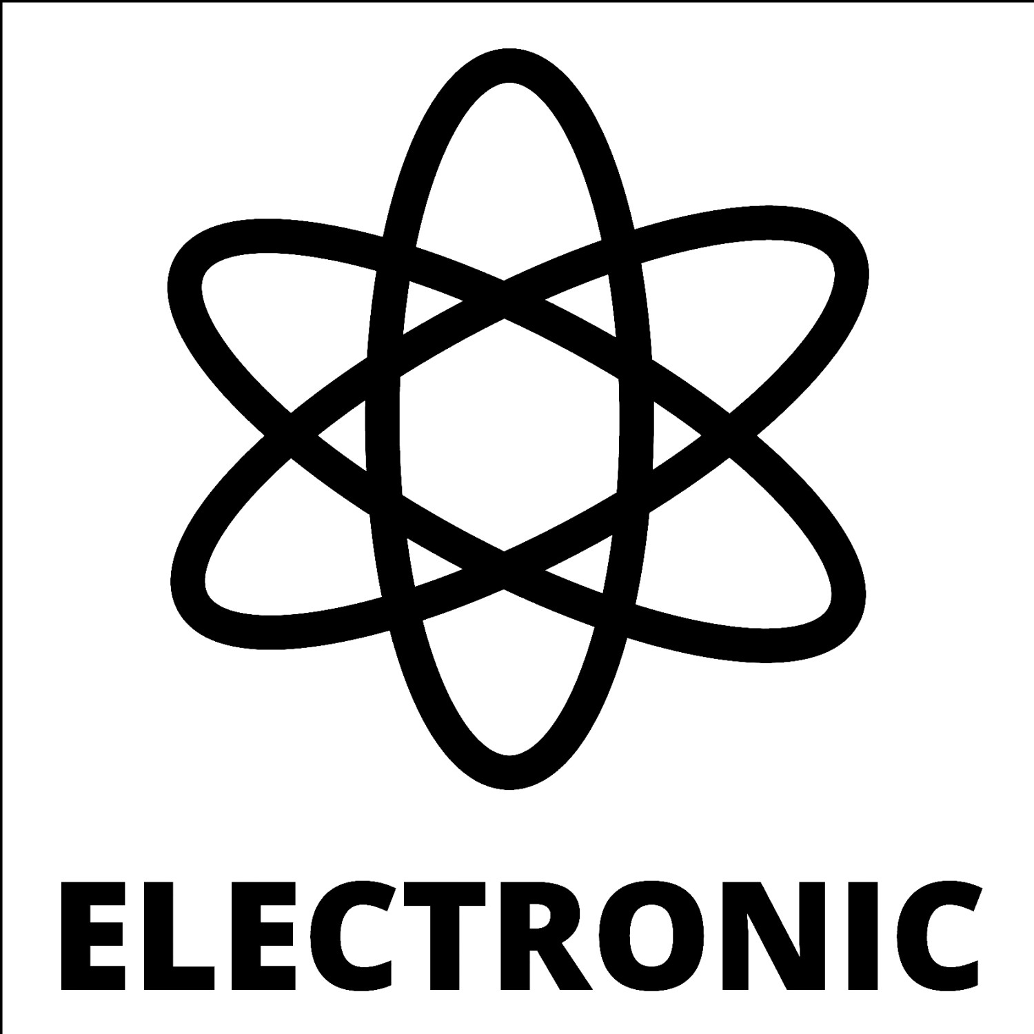 Symbol für Elektro-Laubsauger: Atom-Symbol mit dem Schriftzug ELECTRONIC