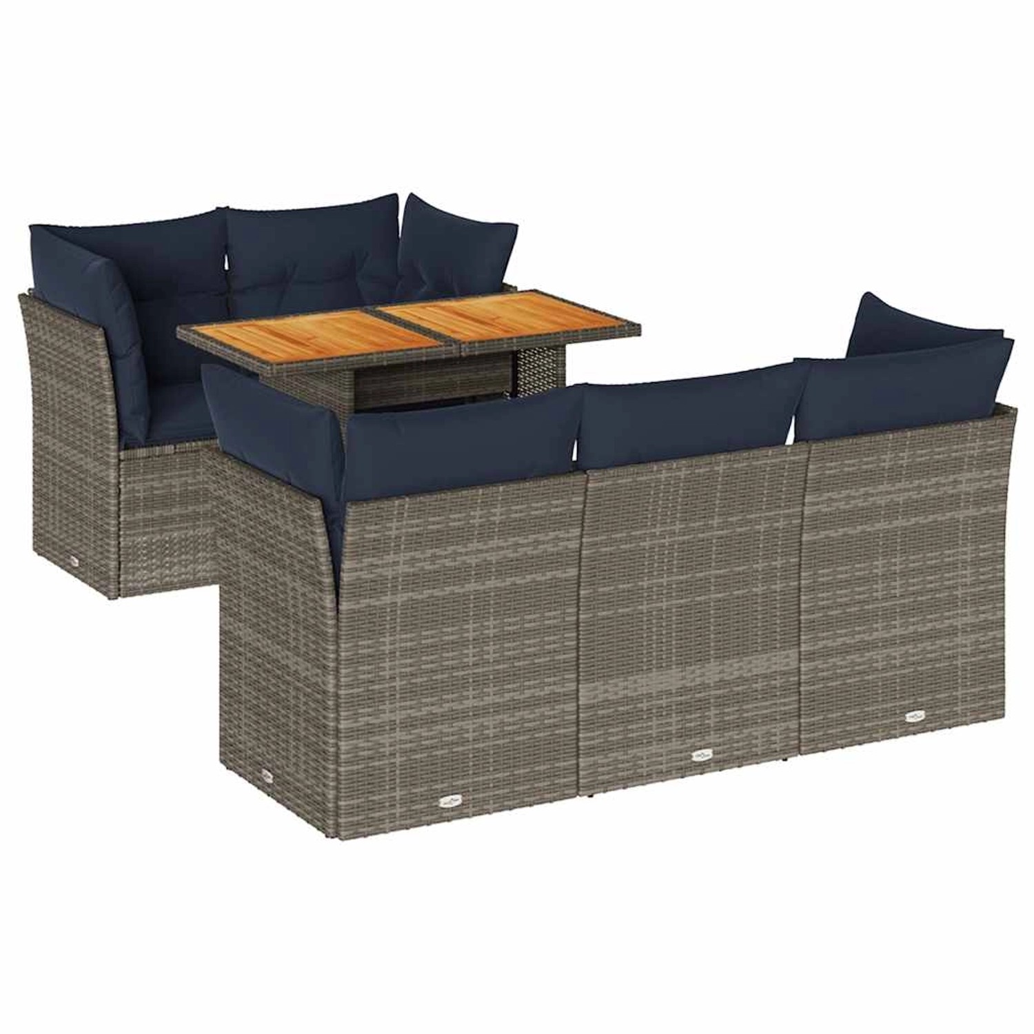 vidaXL 6-Tlg Garten-Sofagarnitur mit Kissen Grau Poly Rattan 3326889 günstig online kaufen