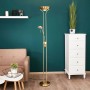 Lindby LED Stehlampe Josefin 9945234 Dimmbar Modern in Gold Messing aus Metall 2-flammig Wohnzimmerleuchte_4