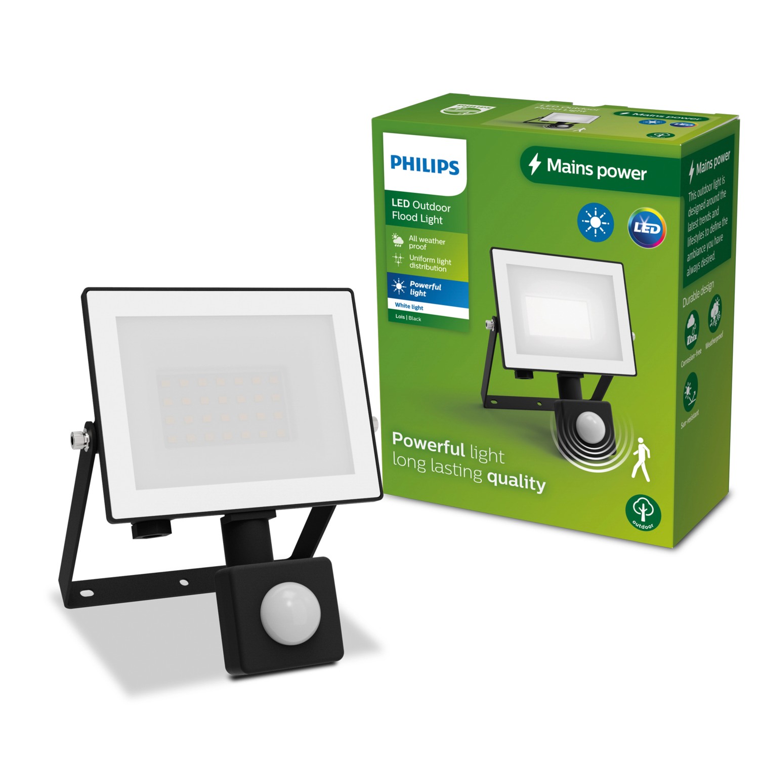 Thumbnail - Philips Outdoor Flutlicht Lois Bewegungssensor 3.000 K 1.800 lm Schwarz