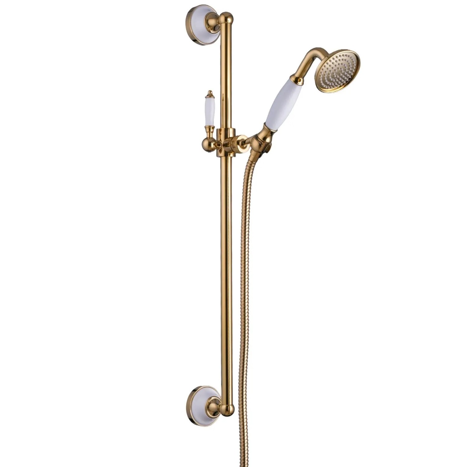 PaulGurkes Brausestange mit Handbrause Set Gold Retro Antik Nostalgie Brausestange Keramik
