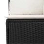 Detailansicht: Schwarze vidaXL Garten-Sofagarnitur aus Rattan mit weißen Kissen.