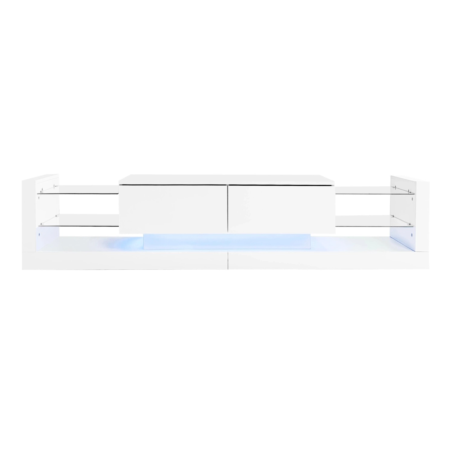 Merax TV Lowboard 181 cm LED Glasfront Für 80 Zoll TV Hochglanz