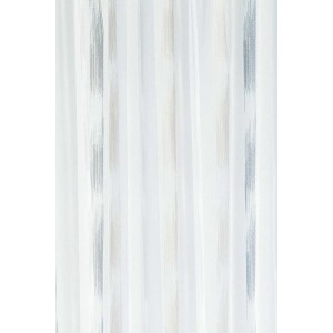 Transparenter, weißer Fenstervorhang Steen Grau mit grauen Pinselstrich-Streifen und verdeckten Schlaufen.