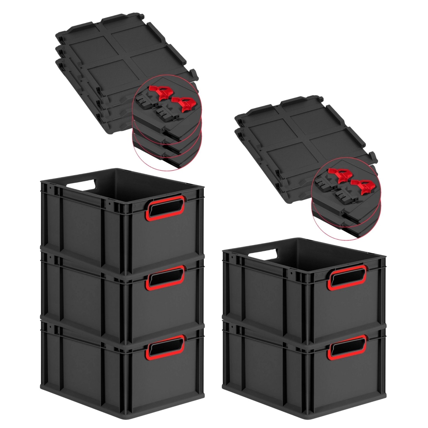 PROREGAL SuperSparSet 5x Eurobox Nextgen Color Mit Scharnierdeckel HxBxT 22 günstig online kaufen