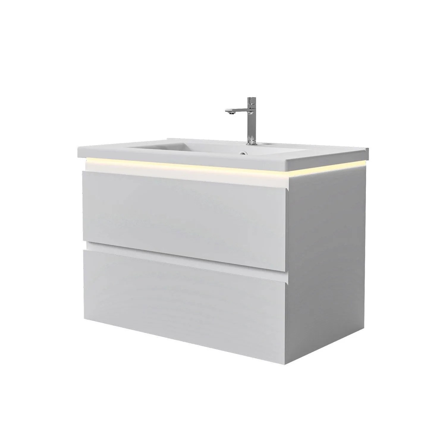 Duschspa Badmöbel-Set mit LED Beleuchtung MIRA 80 cm Keramik Waschbecken mit Unterschrank