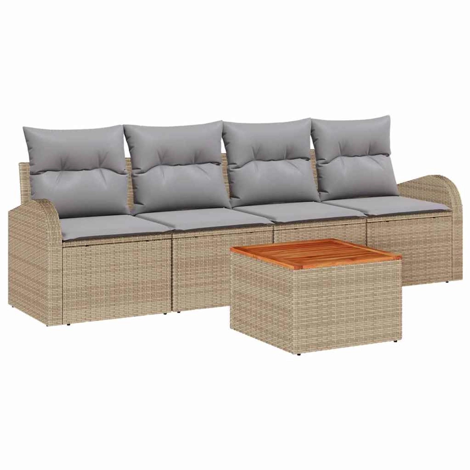 vidaXL Garten-Sofa-Set 5-Tlg Beige Poly Rattan 3347511 günstig online kaufen
