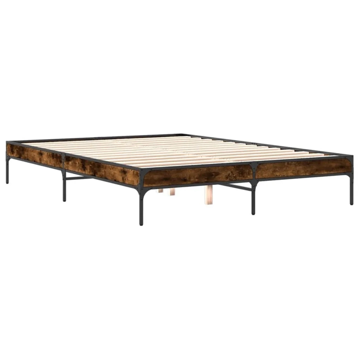 vidaXL Bettgestell Räuchereiche 150x200 cm Holzwerkstoff und Metall 845013 günstig online kaufen