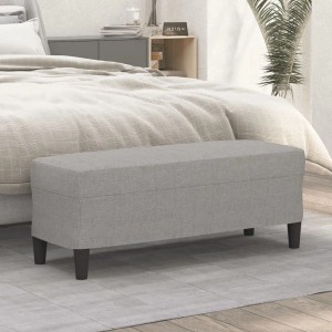 Hellgraue vidaXL Sitzbank aus Stoff, 100x35x41 cm, vor Bett für zusätzlichen Sitzplatz.
