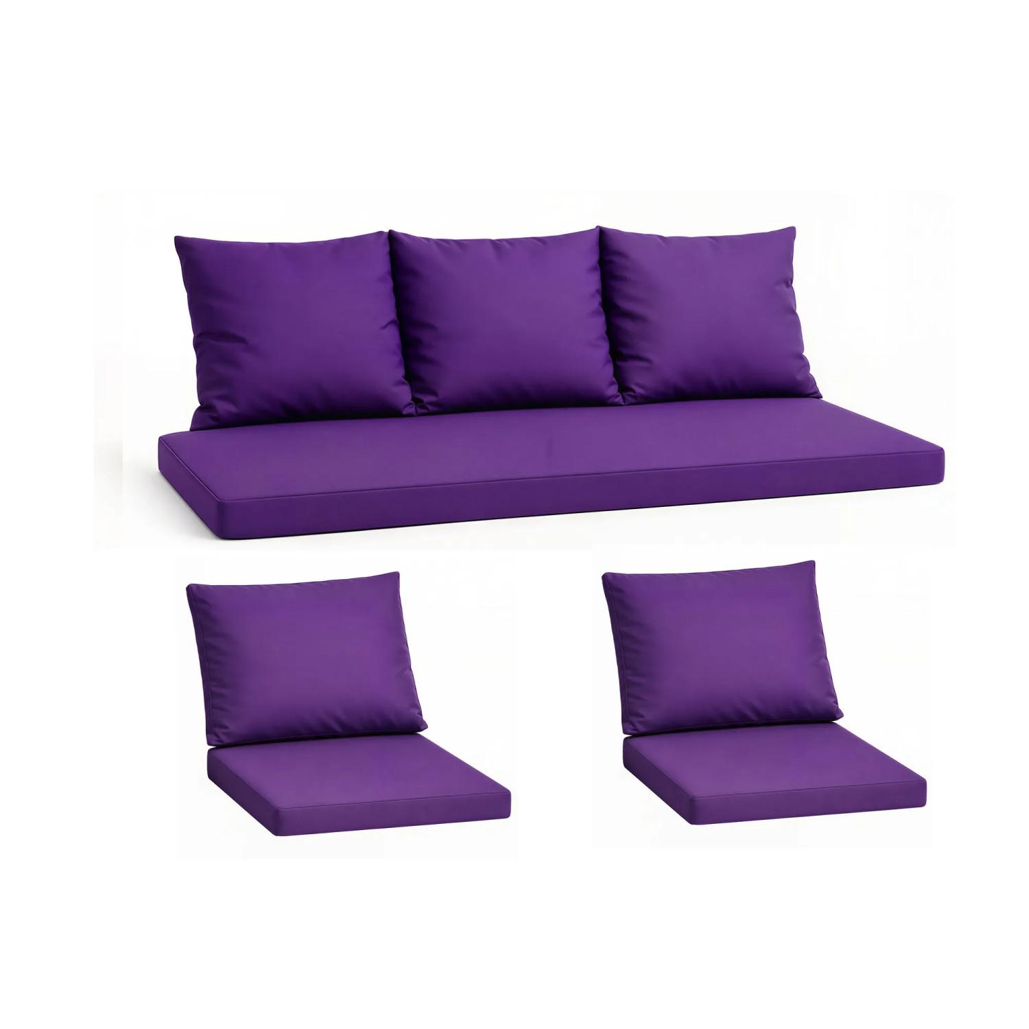Setgarden Komfort Set Gartenloungekissen aus Technorattan-Möbel Kissen für Sofa 140x60 cm + Sessel 1tlg Violett