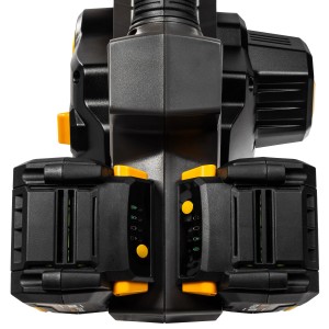 Texas 20V Akku-Laubsauger BVX2020 mit zwei Akkus, Nahaufnahme.