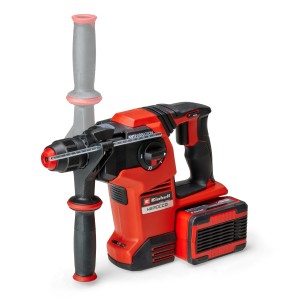 Einhell Akku-Bohrhammer Herocco 36/28 Solo, rot/schwarz, mit Zusatzhandgriff und Koffer.