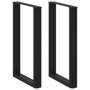 Zwei schwarze U-förmige vidaXL Bartischbeine aus Stahl, 60x90 cm, für Stehtische.
