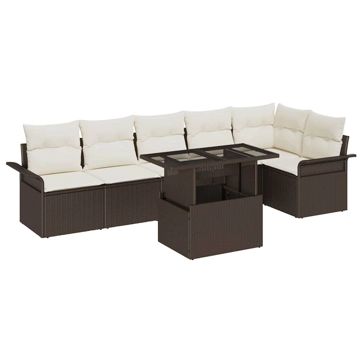 vidaXL 7-Teiliges Garten Sofa Set mit Kissen Braun Poly Rattan 3348294 günstig online kaufen
