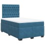 Blaues vidaXL Boxspringbett (120x200 cm) mit Samtbezug, Matratze und Kopfteil.