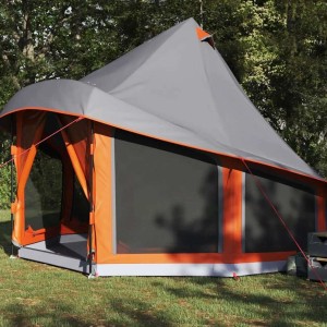 vidaXL Familien-Tipi-Zelt mit Dach Grau und Orange 404 x 370 x 270 cm 42000965