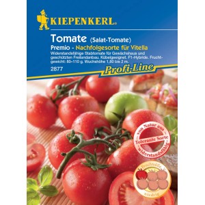Kiepenkerl Salat-Tomate Prémio F1-Hybride: Packung mit roten, reifen Tomaten.