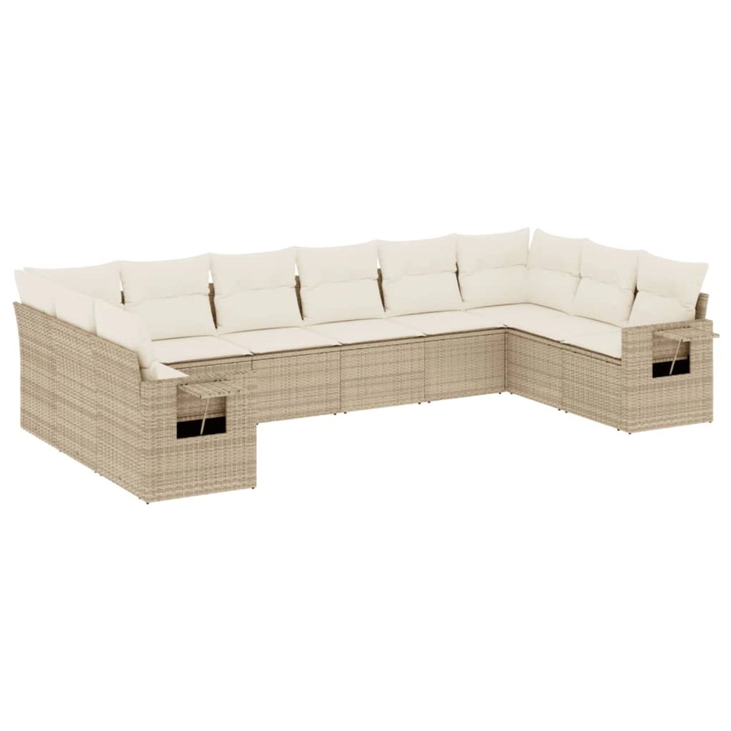 vidaXL 10-tlg Garten-Sofagarnitur mit Kissen Beige Poly Rattan Modell 157 günstig online kaufen