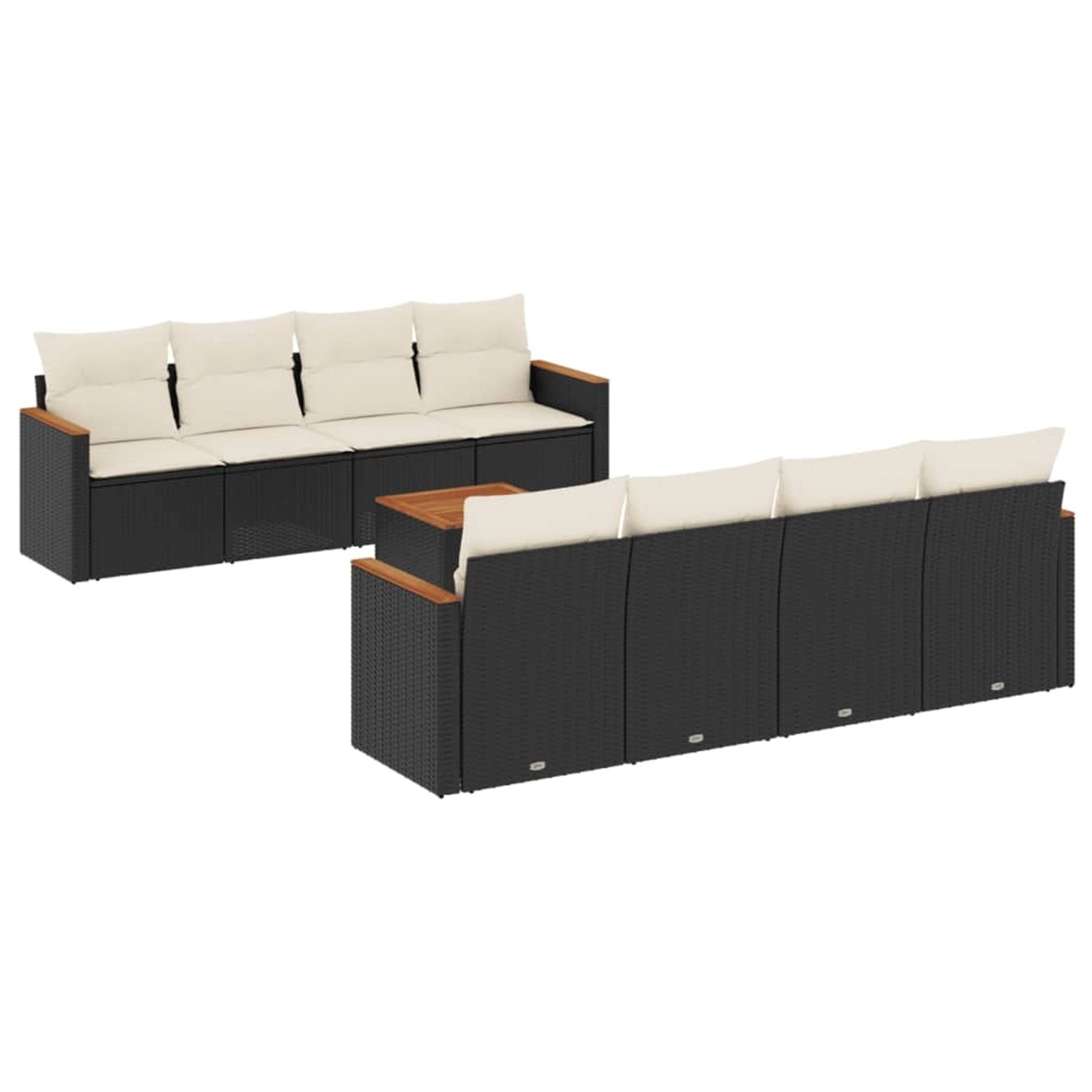 vidaXL 9-Tlg Garten-Sofagarnitur mit Kissen Schwarz Poly Rattan 3225818 günstig online kaufen