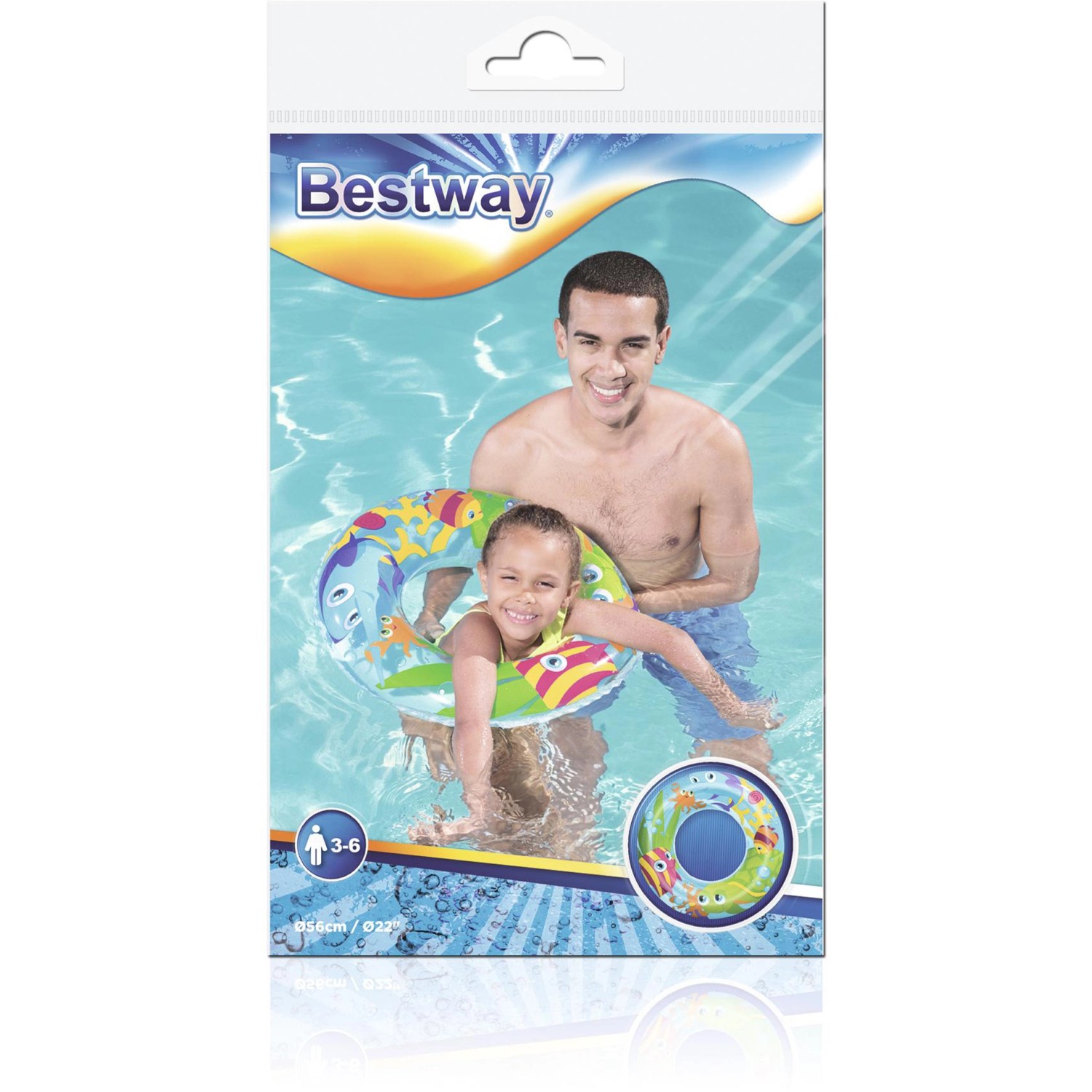 Bestway Schwimmring Aquarium Ø 56cm, mit Kind im Wasser, 2-fach sortiert.