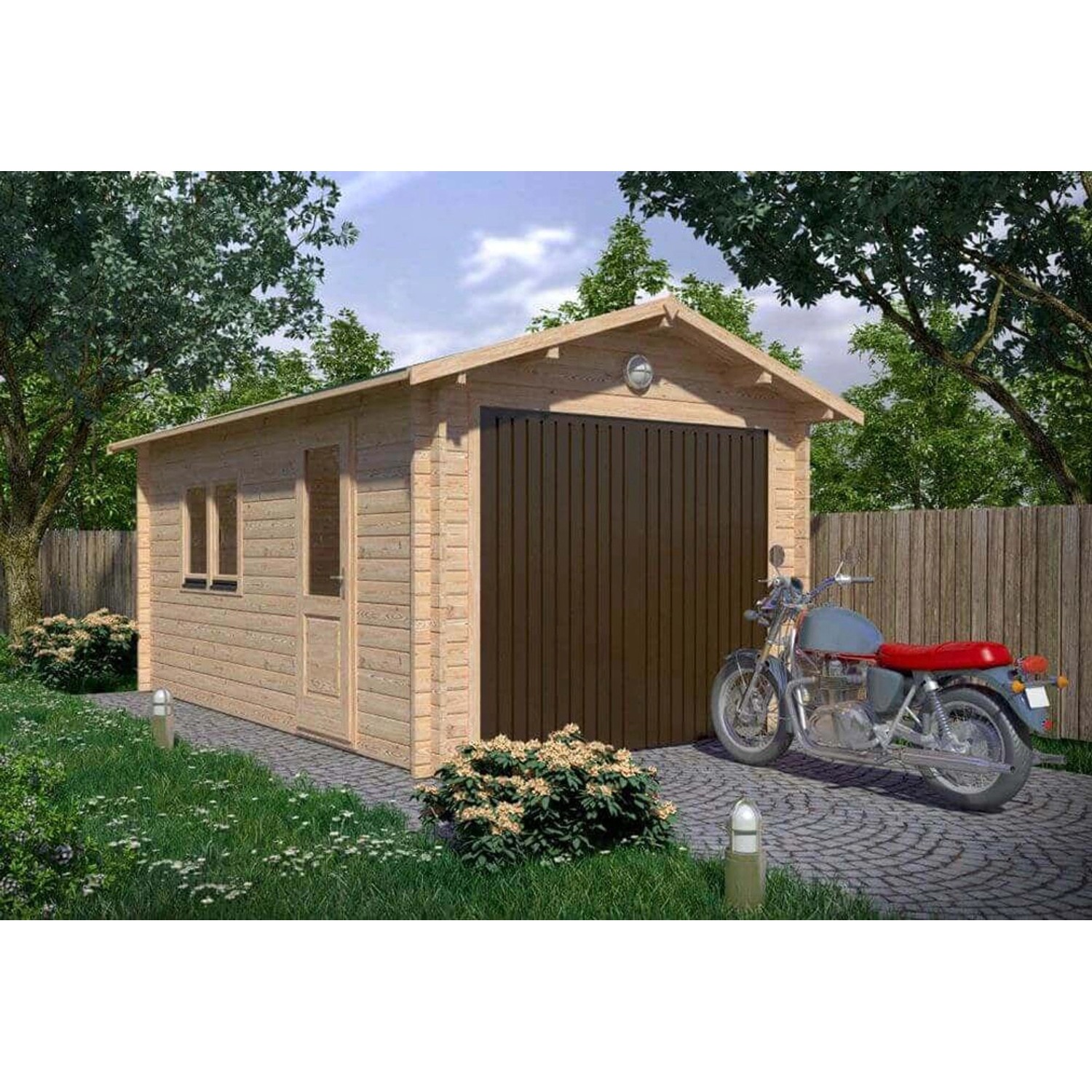 Alpholz Holzgarage Fichte Natur 350 x 550 cm Wandstärke 28 mm