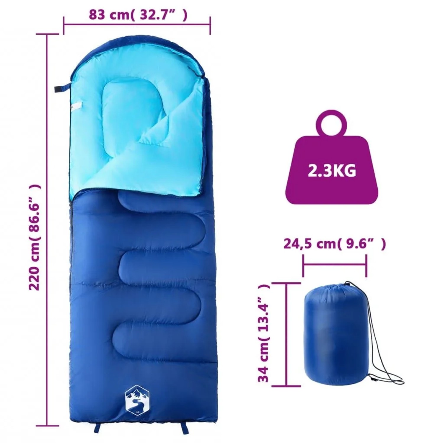 vidaXL Schlafsack für Erwachsene Camping 3-4 Jahreszeiten 94439_5