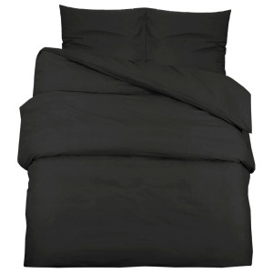 Schwarzes vidaXL Bettwäsche-Set (135x200 cm) aus Mikrofaser mit Kissenbezug.