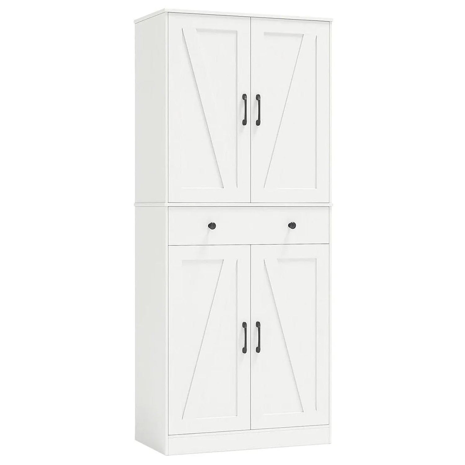 Costway Küchenschrank Mehrzweckschrank mit 4 Türen & Schublade Weiß