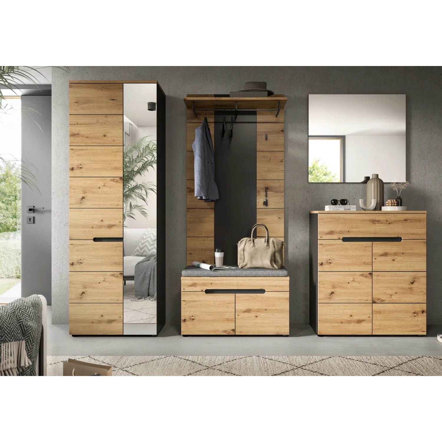 Inn.Furn Garderobenpaneel in Eiche und Grau 80 x 141 cm Cooper_7
