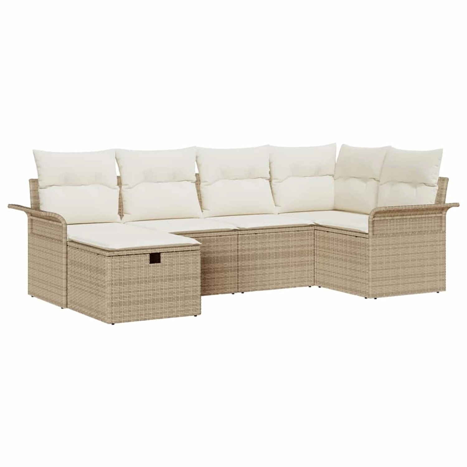 vidaXL Garten-Sofa-Set mit Kissen mit Speicher 6-Tlg Beige Poly Rattan 3360 günstig online kaufen