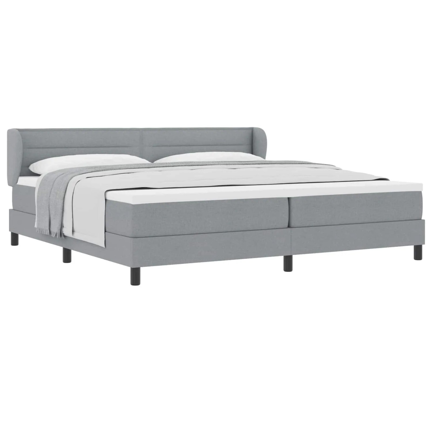 vidaXL Boxspringbett mit Matratze Hellgrau 200 x 200 cm Stoff 3339982