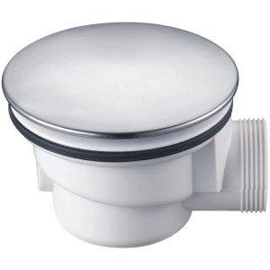 Sanotechnik Siphon für Brausetasse, Ø 60mm, aus Kunststoff und Chrom.