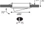 Technische Zeichnung Einbaustrahler Set, schwenkbar, Maße: Durchmesser 82mm, Einbautiefe 35mm.