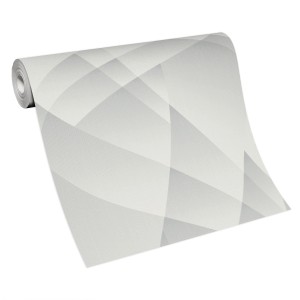 Guido Maria Kretschmer Vliestapete Lumina, graues geometrisches Muster auf Rolle.