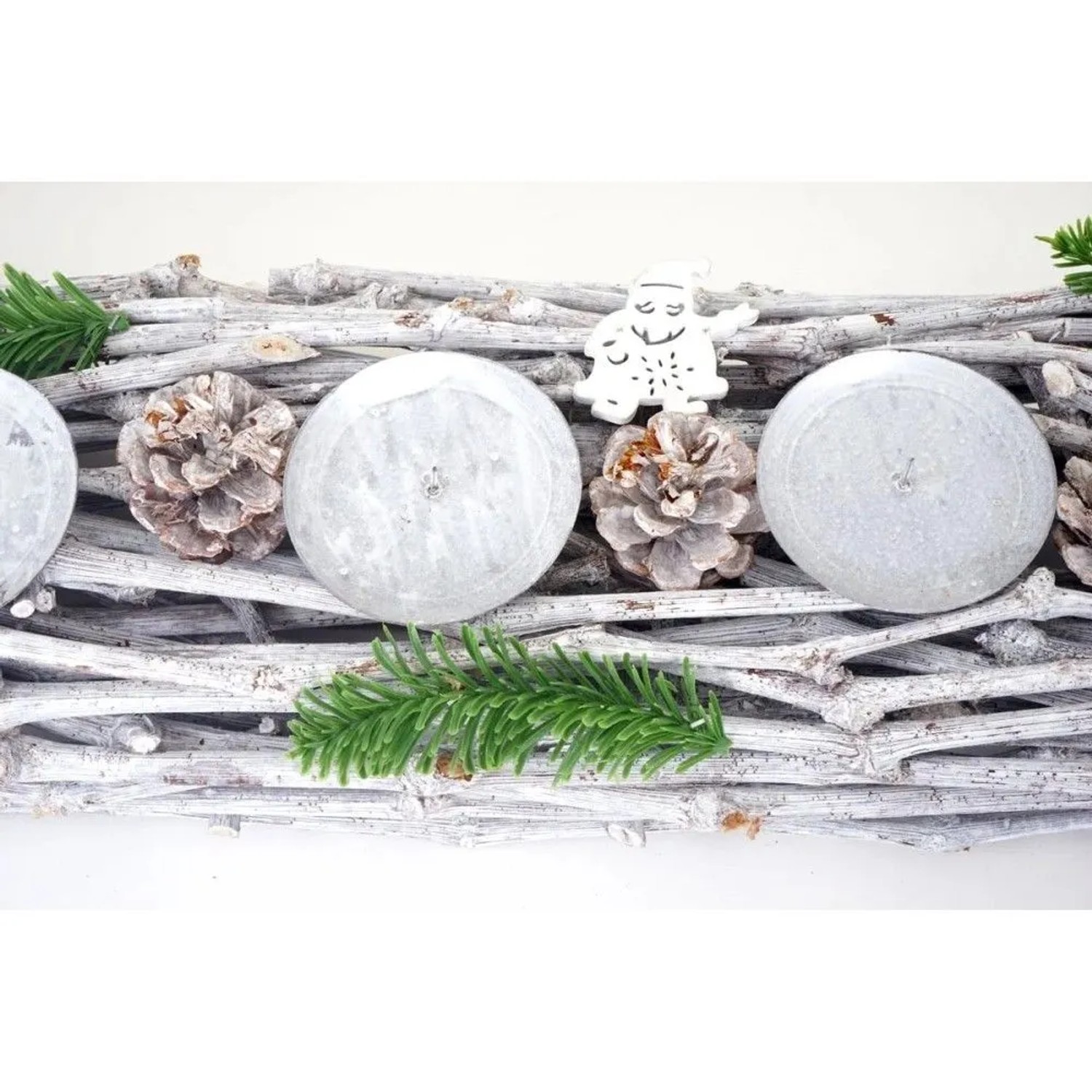 MCW Adventskranz Holz Länglich Weiß 60x16x9cm kaufen bei OBI