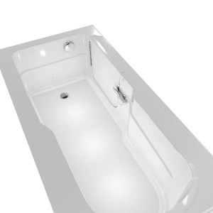AquaVapore Seniorenwanne mit Tür, 150x75cm, weiße Sitzbadewanne für barrierefreies Baden.