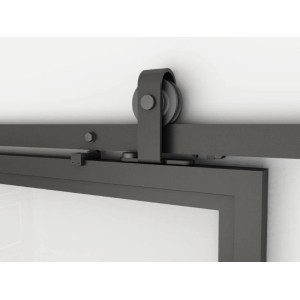 inova Loft Glasschiebetür 900 x 2150 mm Satiniert 4 Felder Komplettset aus Stahl in Schwarz inkl. 2Seitiger Softclose