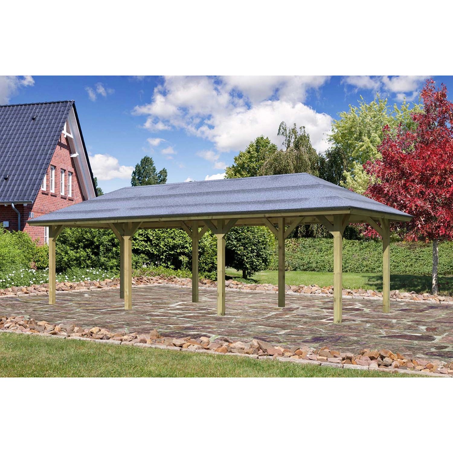 Karibu Pavillon Bever 5 kdi mit Verlängerung 639 cm x 289 cm x 296 cm günstig online kaufen