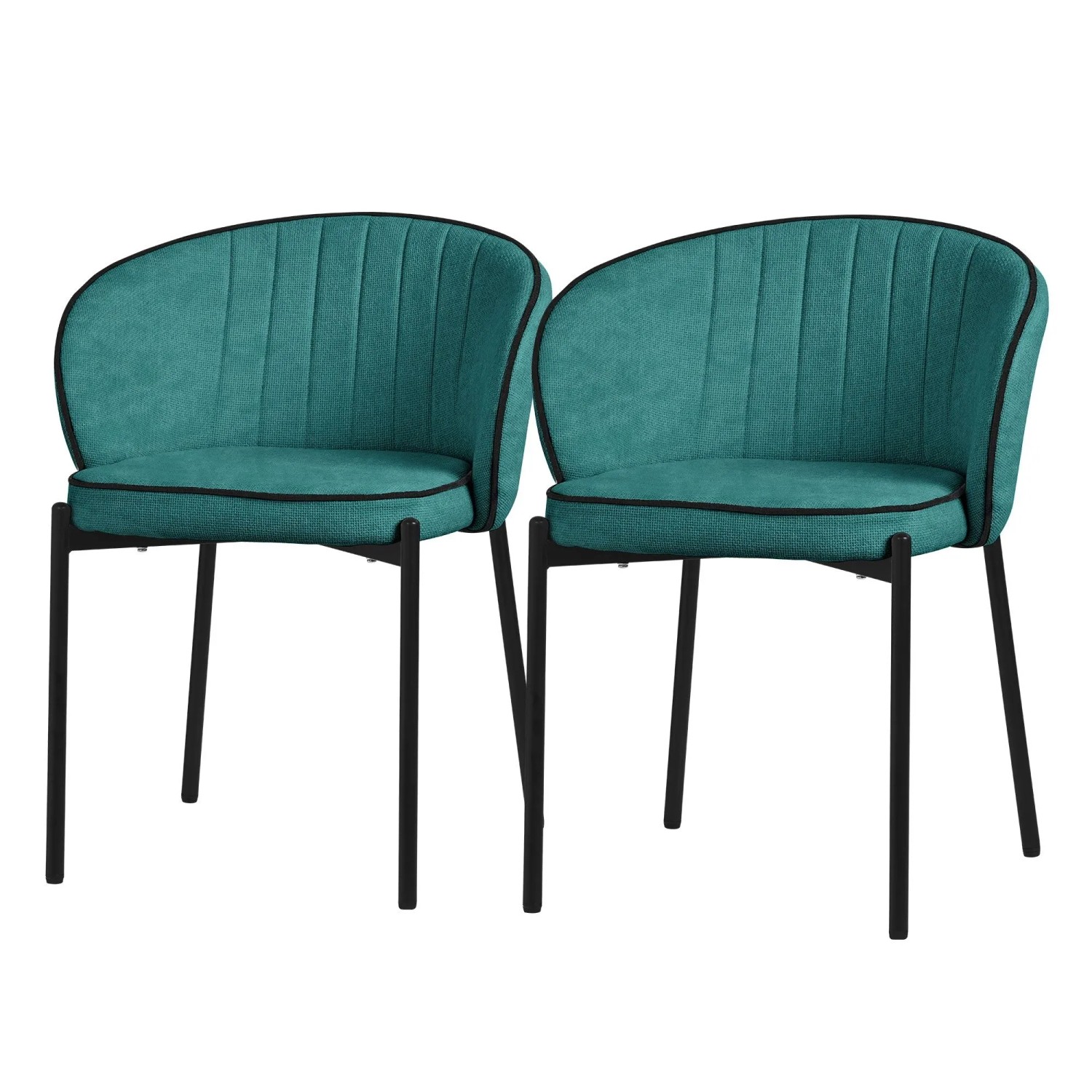 ML-Design Esszimmerstühle 2Er Set Petrol mit Stoffbezug & Metallbeinen